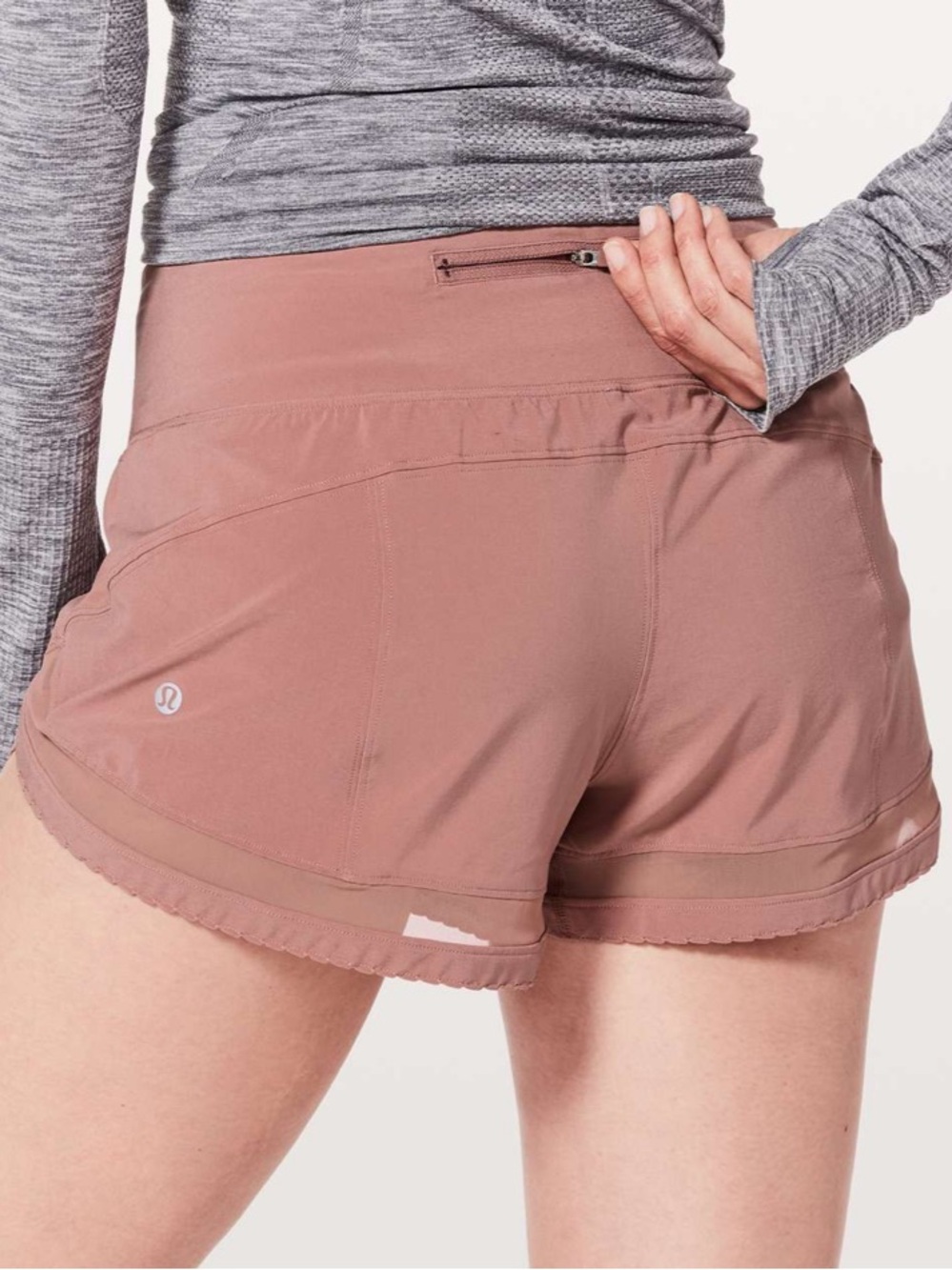 Lululemon Shorts Scalloped Time To Sweat Short 3" Quicksand Mauve Pink Size 6